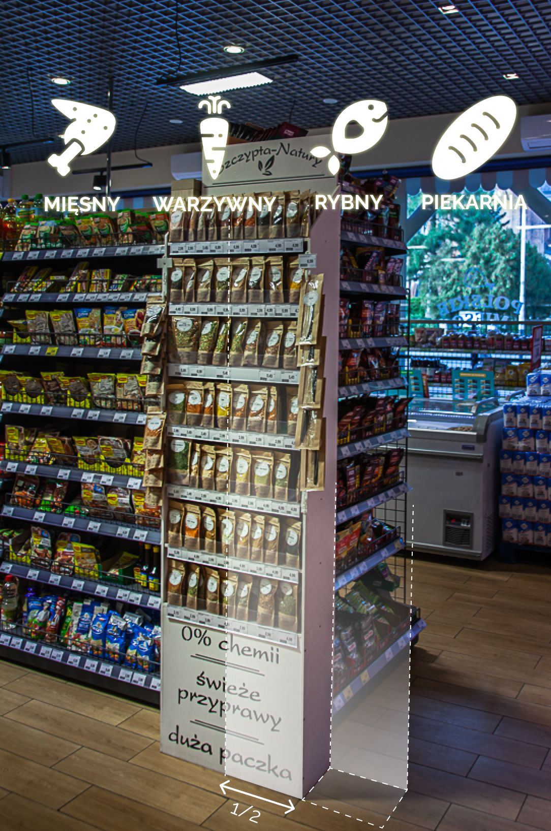 Stand na przyprawy, który można dostosować do potrzeb i specyfiki danego sklepu